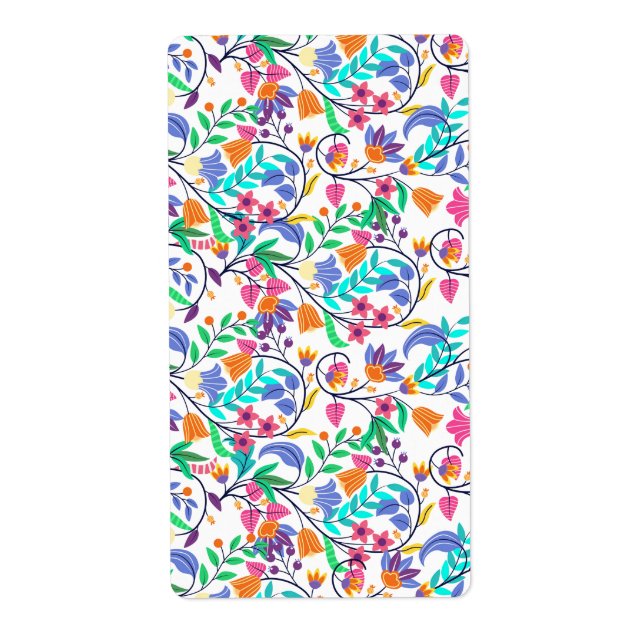 Colourful Exotic Floral Pattern-23147 Label (Front)