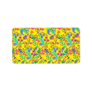 Colourful Exotic Floral Pattern-23147 Label