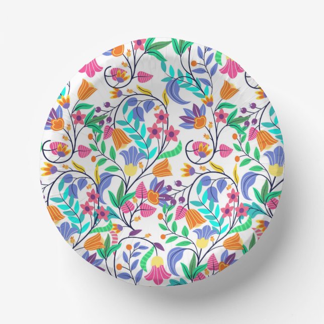 Colourful Exotic Floral Pattern-23147 Paper Bowls (Front)