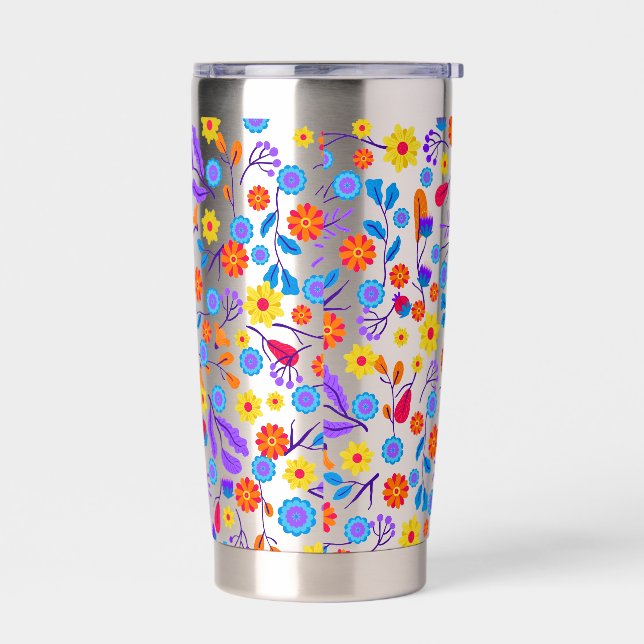Colourful Exotic Floral Pattern-23165 Insulated Tumbler (Left)