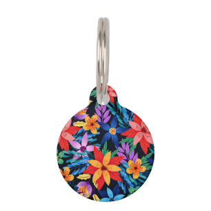 Colourful Exotic Floral Pattern-68578 Pet ID Tag