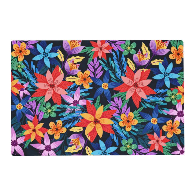 Colourful Exotic Floral Pattern-68578 Placemat (Front)