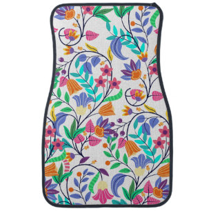 Colourful Exotic Floral Pattern Car Floor Mat