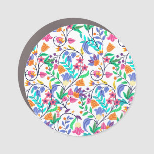 Colourful Exotic Floral Pattern Car Magnet