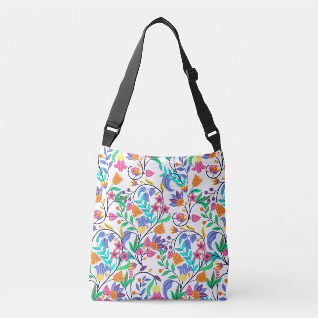 Colourful Exotic Floral Pattern Crossbody Bag (Front)