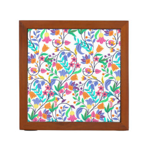Colourful Exotic Floral Pattern Desk Organizer