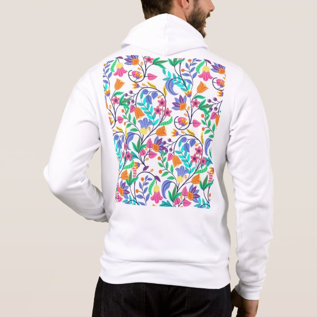 Colourful Exotic Floral Pattern Hoodie (Back)