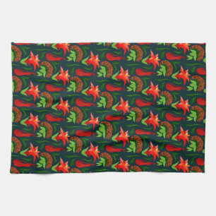 Colourful Exotic Flowers Leaves Pattern-23187 Kitchen Towel
