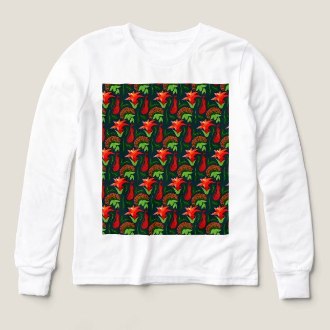 Colourful Exotic Flowers Leaves Pattern Tri-Blend Shirts (Design Front)