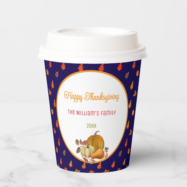 Colourful Fall Leaves Pattern Thanksgiving Party  Paper Cups (Front)