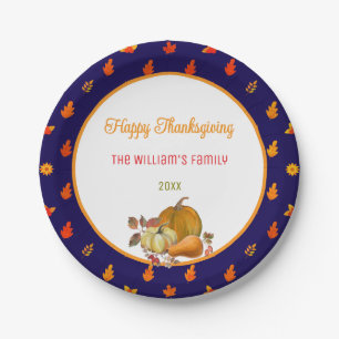 Colourful Fall Leaves Pattern Thanksgiving Party Paper Plates