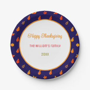 Colourful Fall Leaves Pattern Thanksgiving Party Paper Plates