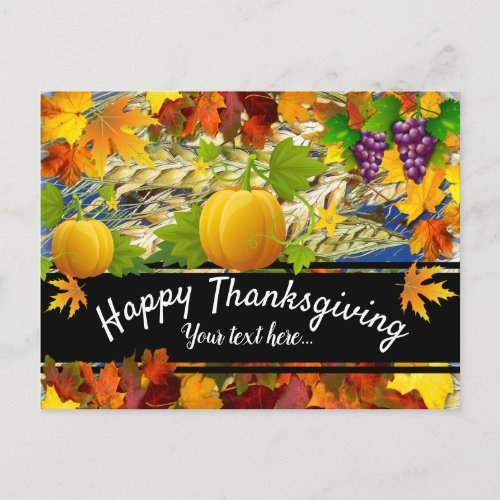 Colourful Fall Leaves Your Text Thanksgiving Holiday Postcard