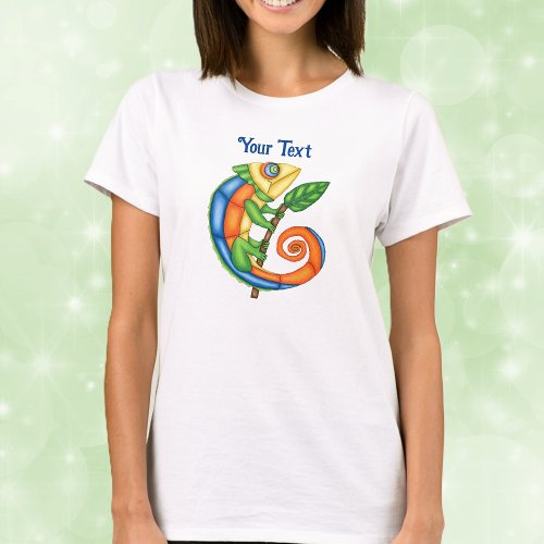 Colourful Fantasy Lizard Leaf on Branch T_Shirt