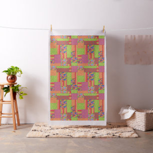 Colourful Faux Patchwork of Summer Fruits Patterns Fabric