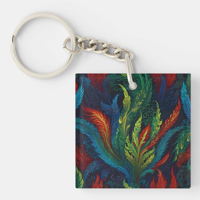 Colourful Feather pattern Keychain (Front)