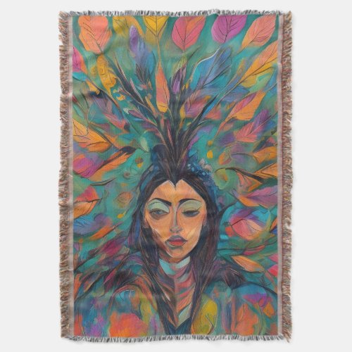 Colourful Feather Throw Blanket