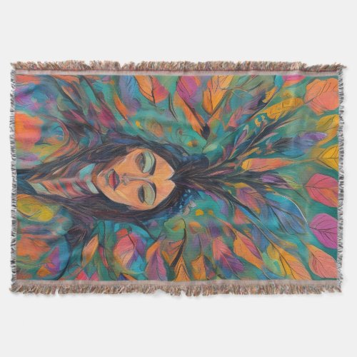 Colourful Feather Throw Blanket