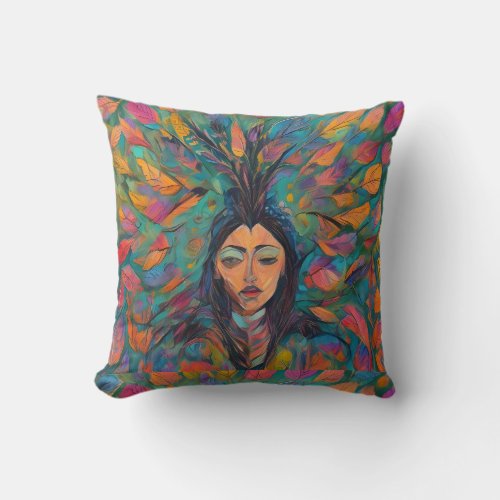 Colourful Feather Throw Pillow