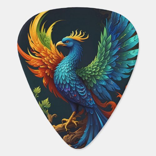 Colourful Feathered Phoenix Bird Pattern  Guitar Pick