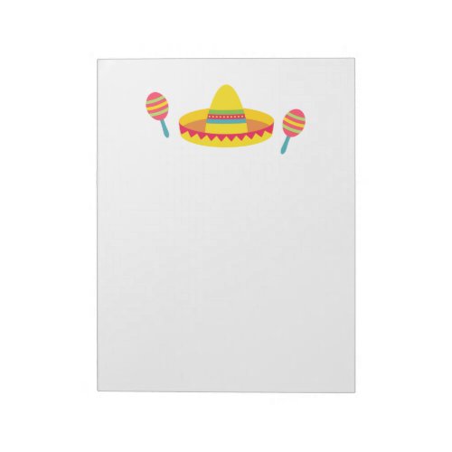 Colourful Fiesta Sombrero Hat Maracas Notepad