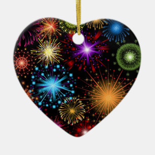 Colourful fireworks New Year Ceramic Ornament