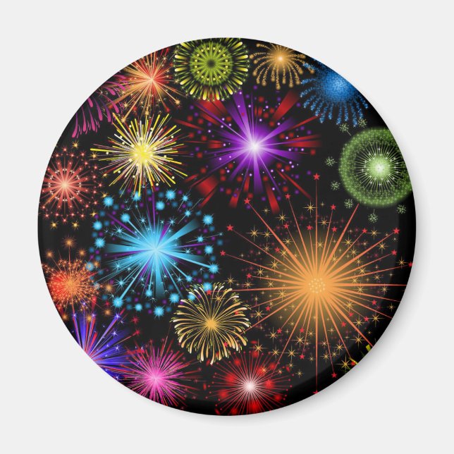 Colourful fireworks New Year Magnet (Front)