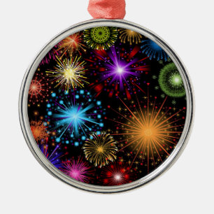 Colourful fireworks New Year Metal Ornament