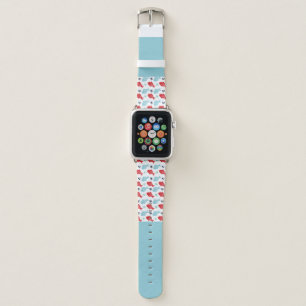 COLOURFUL FISH RED & BLUE TRENDY PATTERN APPLE WATCH BAND