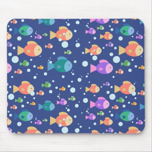 Colourful fishes underwater watch square wall cloc mouse pad