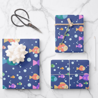 Colourful fishes underwater wrapping paper sheets