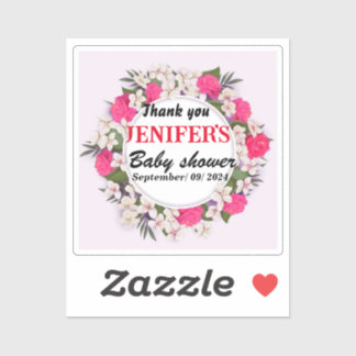 Colourful Floral Baby Shower Thank You  Sticker