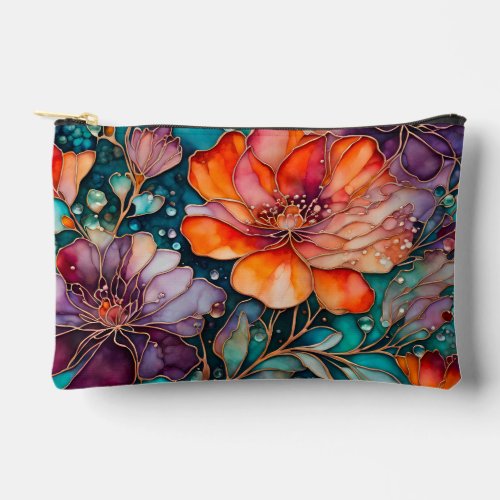 Colourful Floral Ink Art Accessory Bag