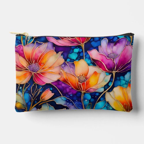 Colourful Floral Ink Art Accessory Bag