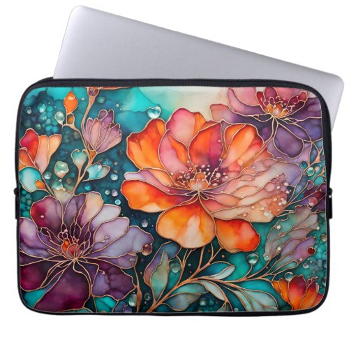 Colourful Floral Ink Art Laptop Case
