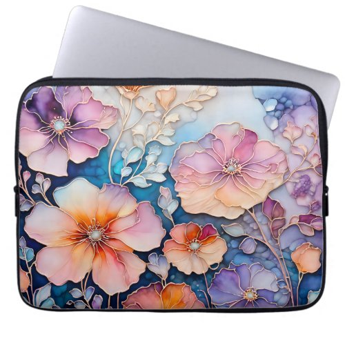 Colourful Floral Ink Art Laptop Case