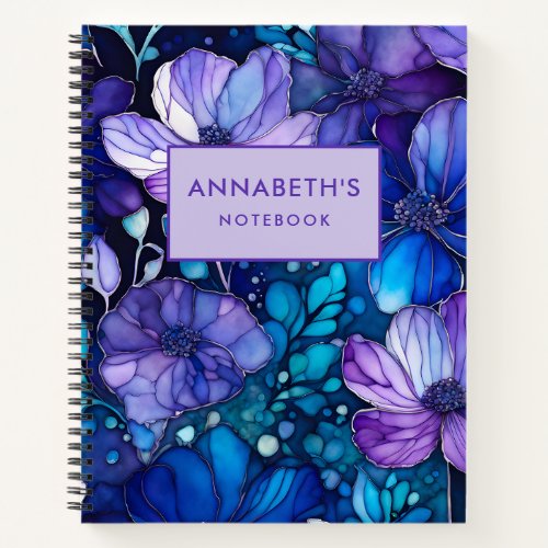 Colourful Floral Ink Art Spiral Notebook