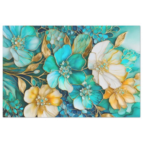 Colourful Floral Ink Art Tissue Paper