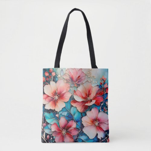 Colourful Floral Ink Art Tote Bag