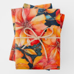 Colourful Floral Ink Art Wrapping Paper Sheets