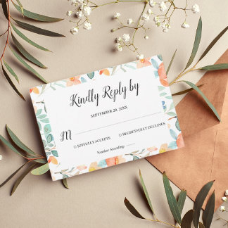 Colourful floral RSVP Wedding Card