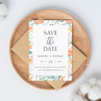Colourful Floral save the date  Invitation