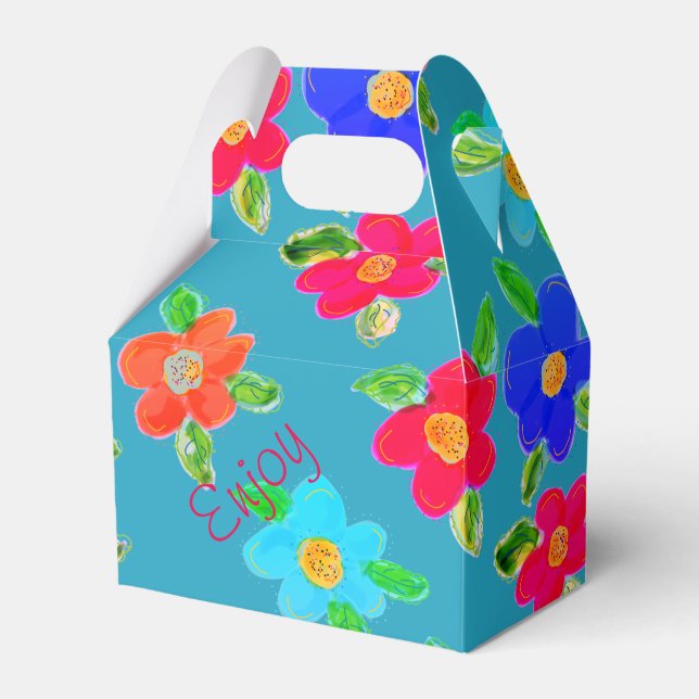Colourful Flower Patterned Favor Boxes (Front Side)