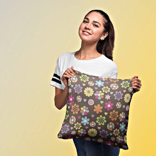 Colourful Flowers Decorative Throw Pillow