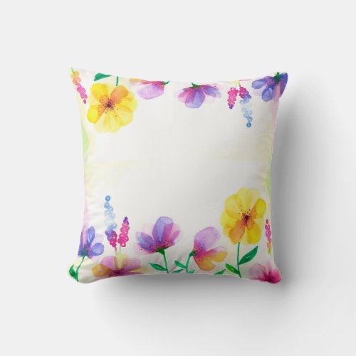 Colourful flowers fields throw pillow