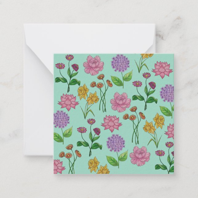 Colourful flowers note card (Front)