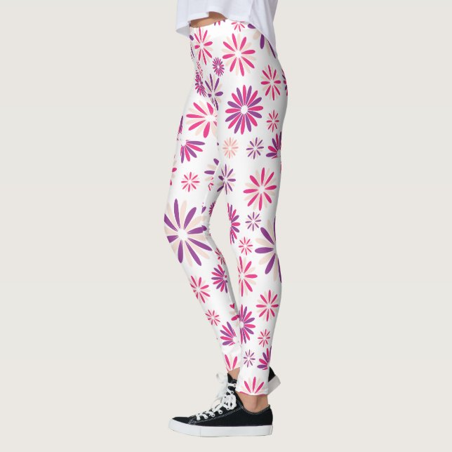 Colourful Flowers pattern Design Leggings (Left)