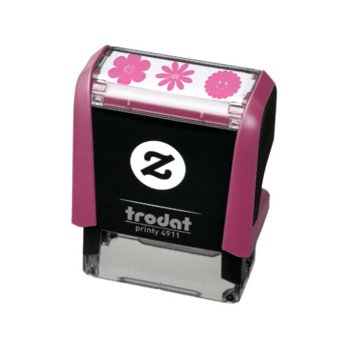 colourful flowers smiling faces self_inking stamp