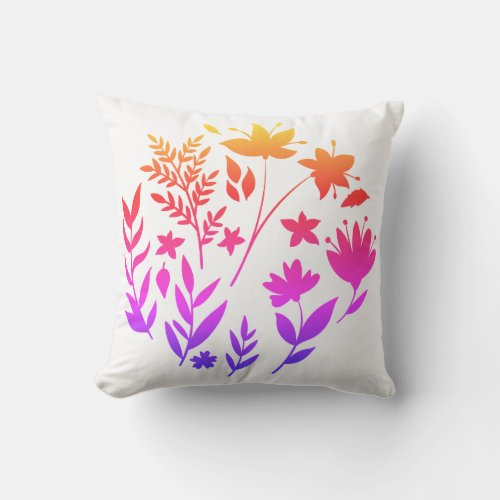 Colourful flowers throw pillow