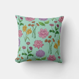 Colourful flowers throw pillow